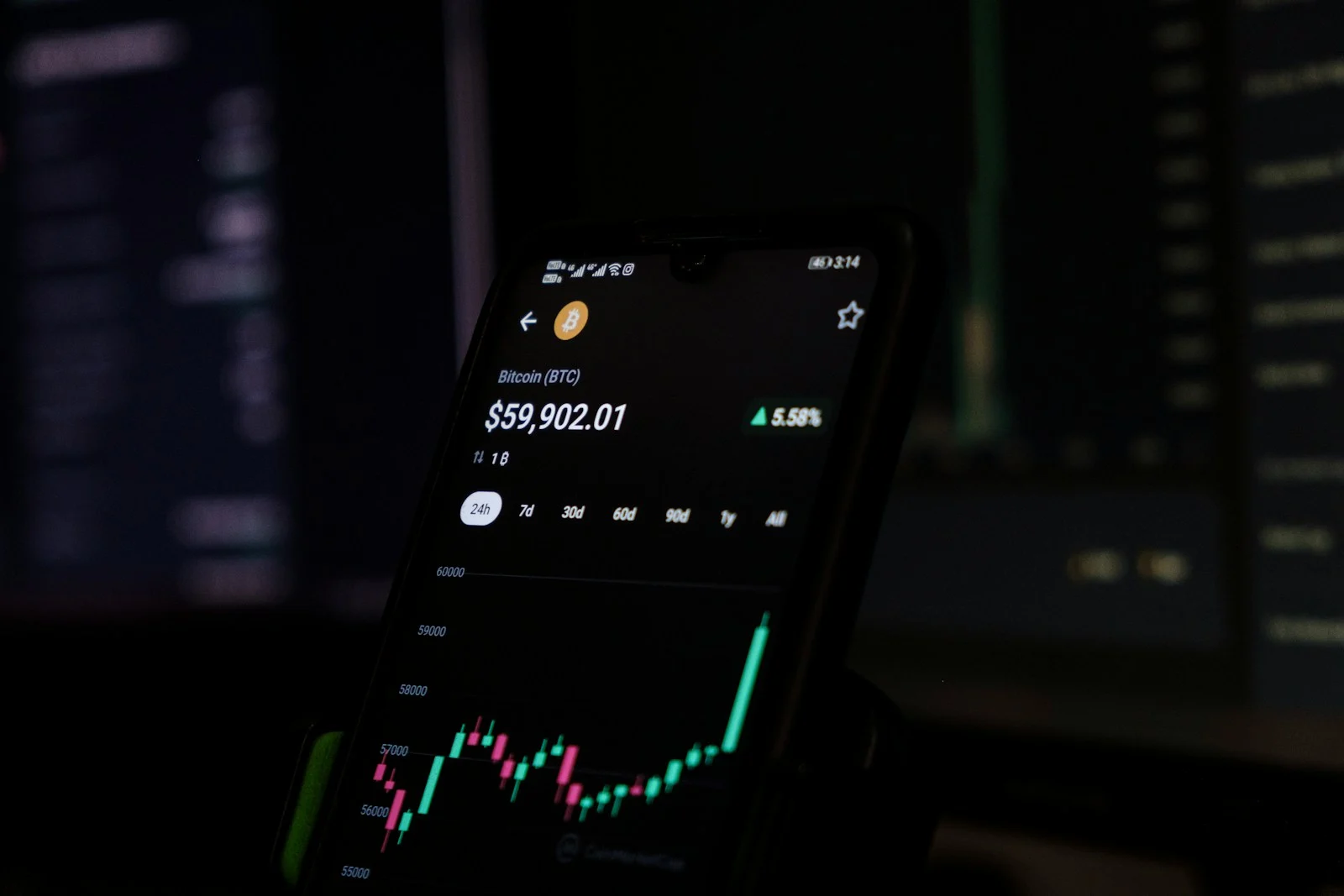 Photo by Sajad Nori a cell phone displaying a stock chart on the screen
